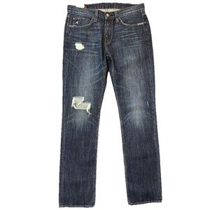 Dark Wash Distressed Slim Straight Jeans Men’s Size 32 J Brand Kane USA